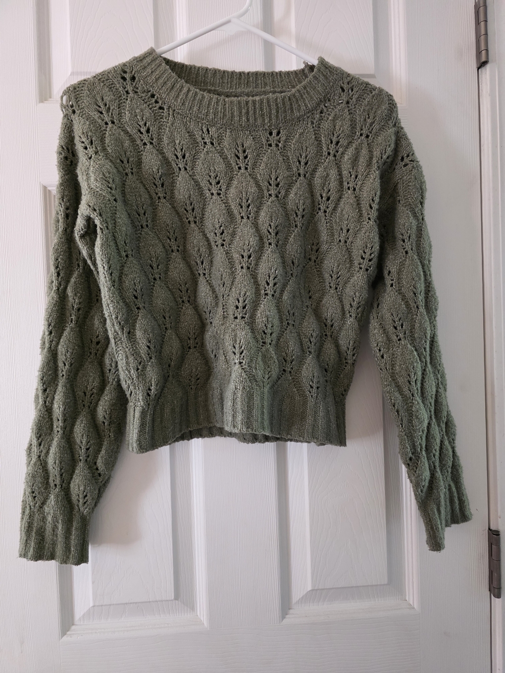 SO Olive Cable Knit Crewneck Sweater
